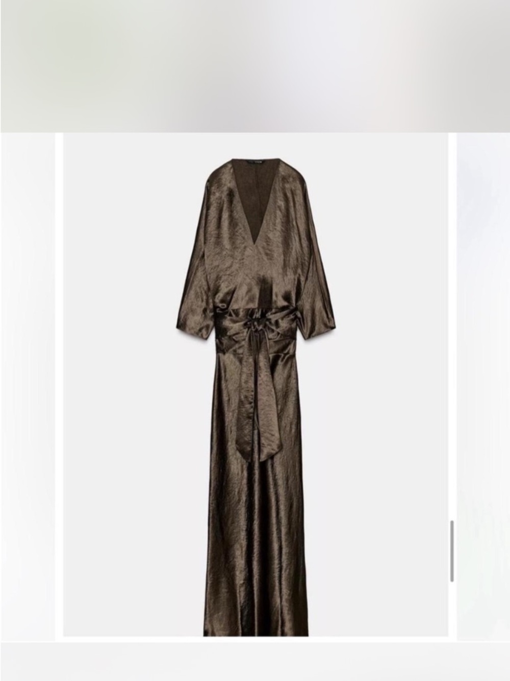 Zara Satin Deep Brown Long Robe Dress - Picture 5 of 5